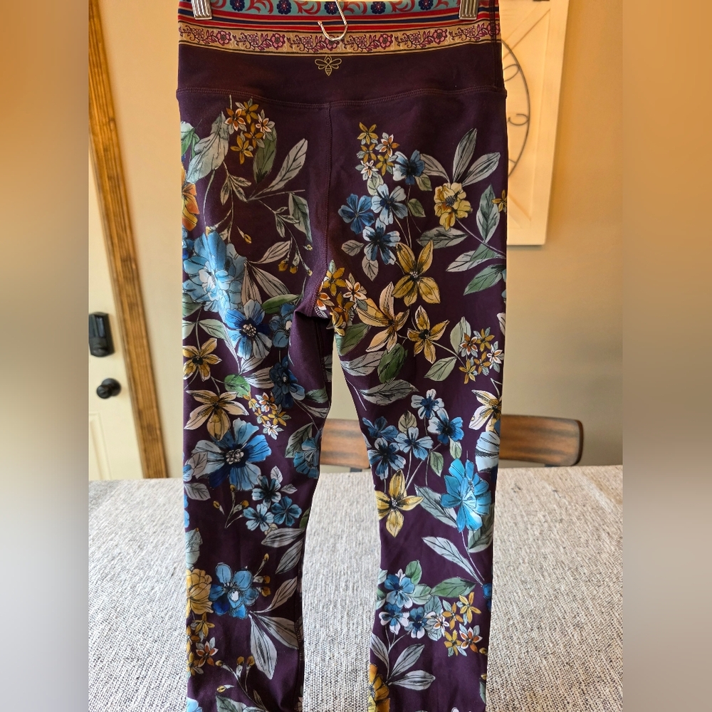 Johnny Was Floral Leggings - Purple, Blue, Yellow